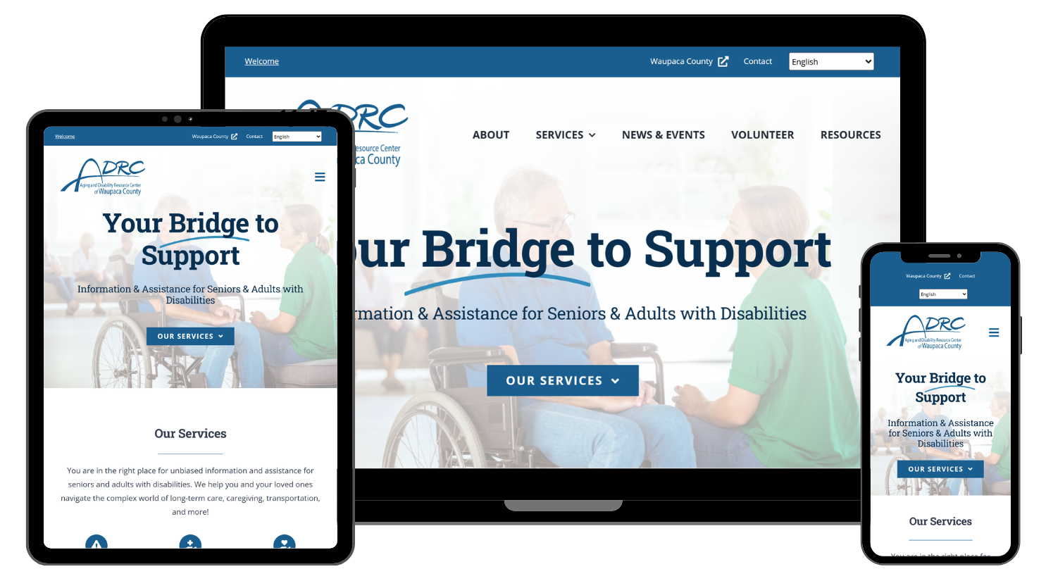 Hoan Marketing is proud to support mission-driven organizations like Aging and Disability Resource Center (ADRC) of Waupaca County with our website design services.